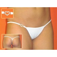 Terry Pau DH040901-WHT Gümüş Kalp ve Taşlı Seksi Tanga