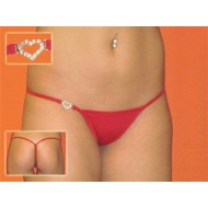Terry Pau  DH040901-RED Gümüş Kalp ve Taşlı Seksi Tanga