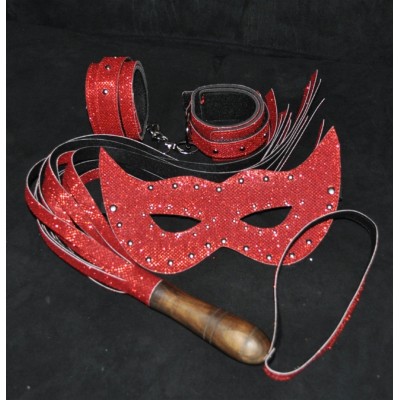 Terry Pau TP100897 Simli Kırbaç , Kelepçe ve Maske Seti