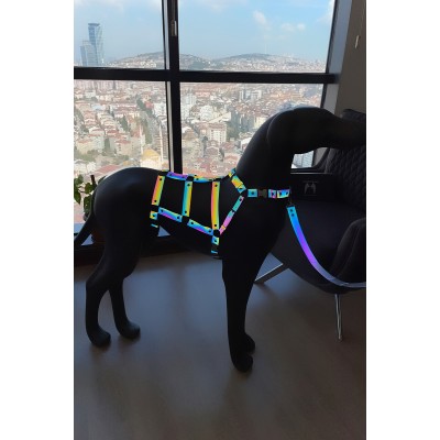 Ayarlanabilir, Vücudu Saran, Güzel Gözüken Özel Tasarım Reflektörlü Köpek Harness - NPD004